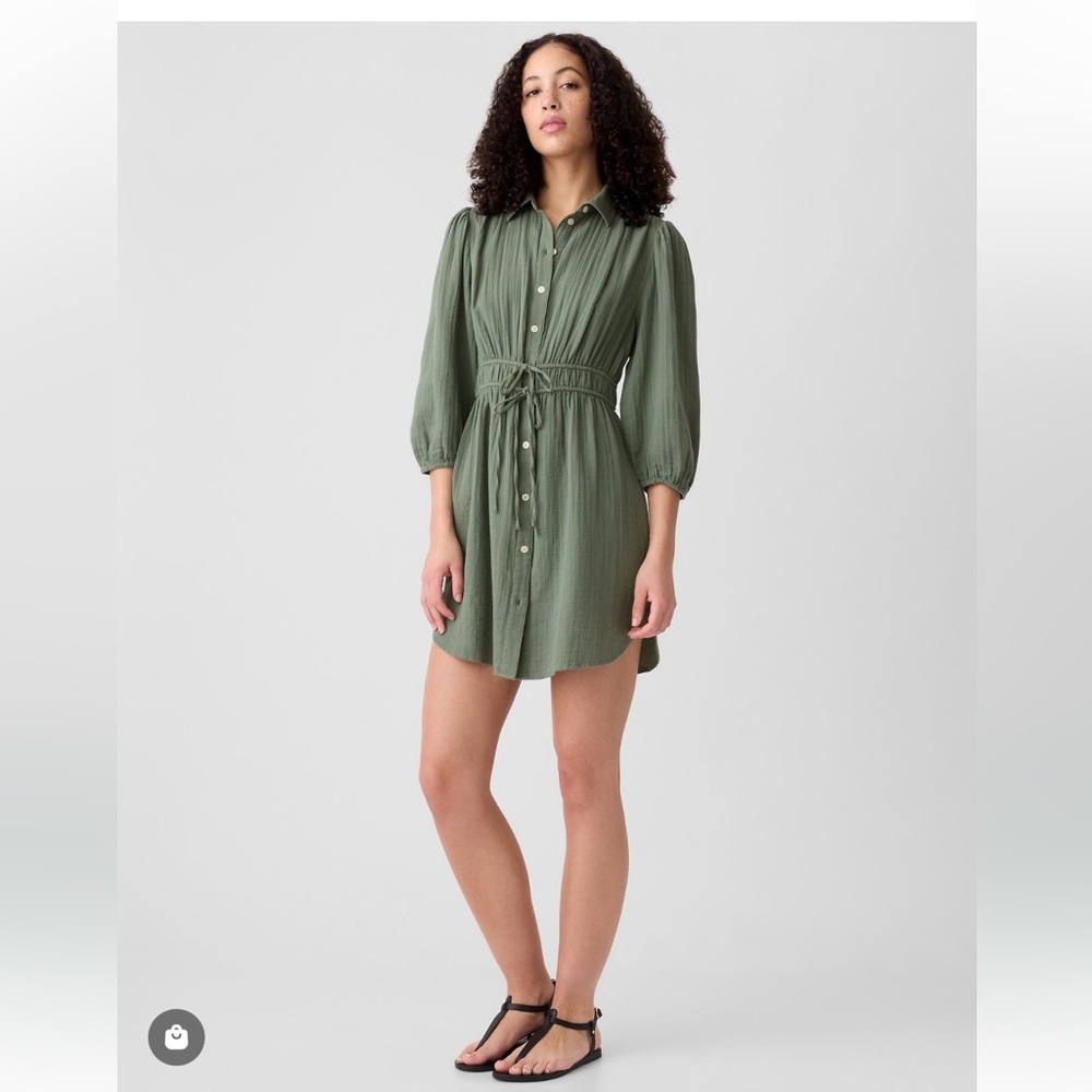GAP Crinkle Gauze Mini Shirt Dress NWT